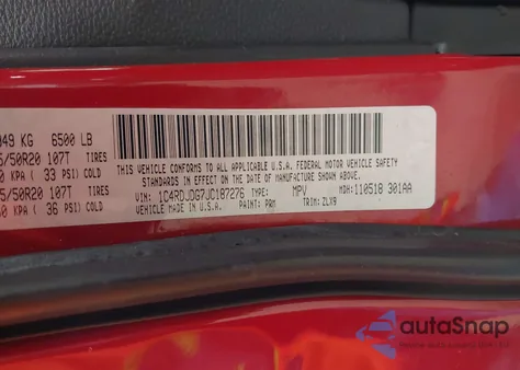 2018 Dodge Durango Gt Awd from USA, damaged, VIN 1C4RDJDG7JC187276